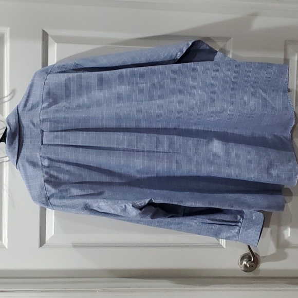 The Shirt Shop Houndstooth Button Down Collared Shirt in Blue XL - Picture 5 of 10